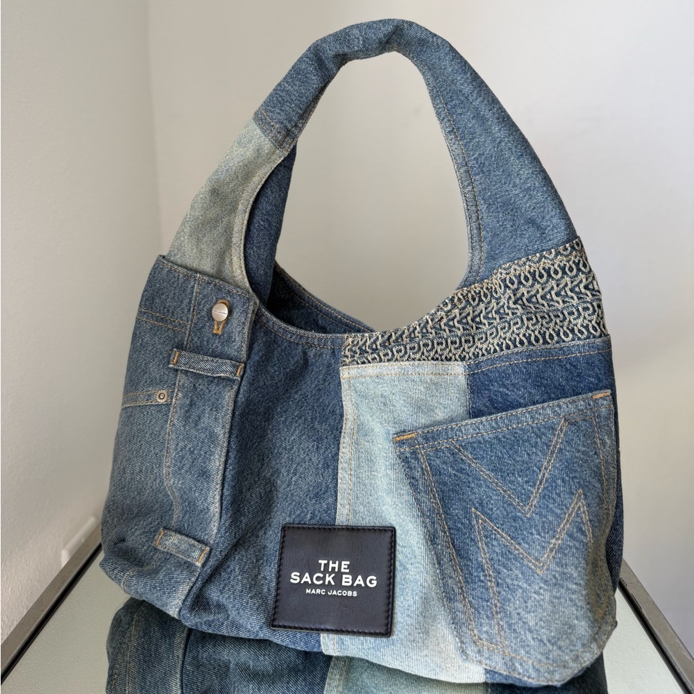 Marc Jacobs Patchwork Denim Sack bag Blue Multi-Panel Hobo $695 - Picture 5 of 12